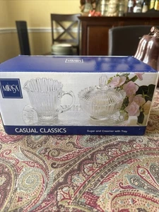 Mikasa Casual Classics Zuckerkännchen & Milchkännchen mit Tablett Set Glas - gerippt | 4 tlg. - Bild 1 von 8