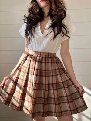 Vintage Wool Skirt Garland 1950s/1960s Plaid Beige - Image 1 of 4