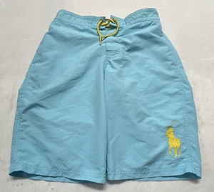 Polo Ralph Lauren Swim Trunks Big Pony Youth L 14-16 Drawstring Blue Yellow - Picture 1 of 12