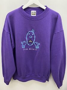 Vintage Tultex Crewneck Deal With It Graphic Made in USA XL Embroidered 90s VTG