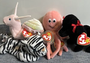 Lot of 4 TY Beanie Baby – Inky, Gigi, Blizzard, Swirly all with tags - Picture 1 of 9