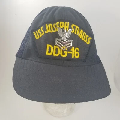 Gorra de béisbol USS Joseph Strauss DDG-16 malla Snapback vintage hecha en EE. UU. Foto 1 de 4