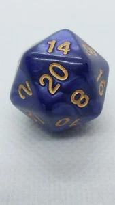 Basic D20 Die For RPGs D&D Purple Swirl With Gold Numbers - Picture 1 of 5