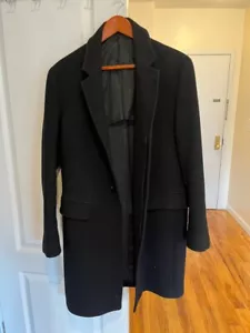 theory single breasted black wool coat mens - Picture 1 of 5