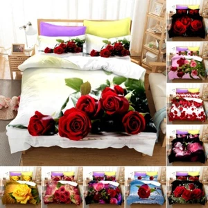 Romantic Rose Lady Bedding Set 2/3 PCS Quilt Duvet Cover Dorm Single Double King - Picture 1 of 22