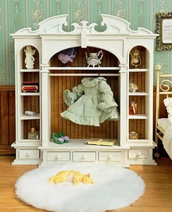 1:6 Vintage Puppenhaus Kleiderschrank Schrank Miniatur Puppenvitrine Schrank Möbel - Bild 1 von 10