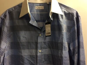 BNWT JOSEPH Blue COLWORTH LS Mixed Stripes Shirt RRP £195 Size 39 (M/L) - Picture 1 of 7