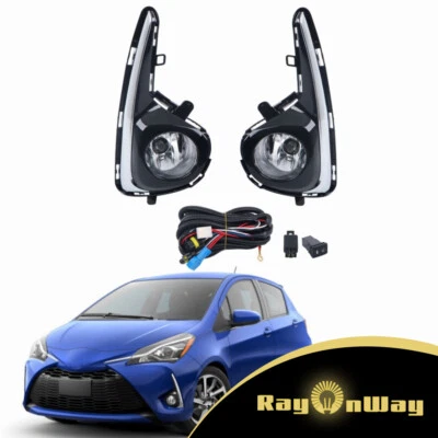 For 2018 2019 2020 Toyota Yaris Hatchback Pair of Chrome Fog Light Lamp w/Bezel - Image 1 of 4