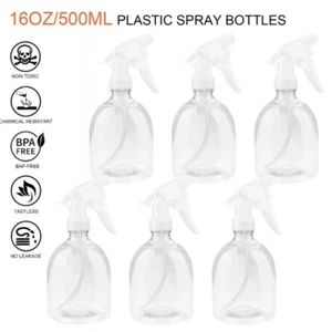6 Pcs Clear Spray Bottles for Cleaning Solutions Adjustable Head Sprayer Water - Picture 1 of 8