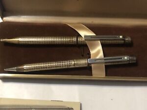 Sheaffer Targa Sterling Silver Set Ballpoint Pen & Pencil Set New In Box # 1006