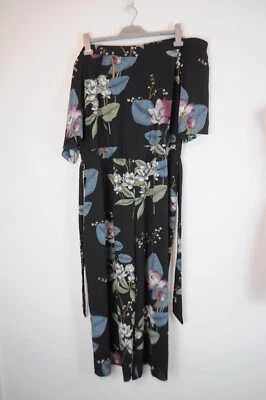 City Chic Jumpsuit Womens Plus Medium Black Blue Floral Off SHoulder Belted - image 1 of 4