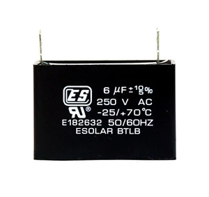 5pc AC Start Capacitor 6uF 250VAC +10/-5% -25/+70℃ ES Esolar UL Taiwan * - Picture 1 of 5