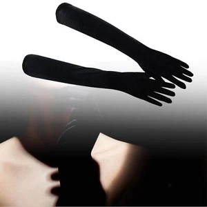 Fashion Long Velvet Gloves Elbow Gloves Black Bride Gloves for Tea Party Banquet - Picture 1 of 6