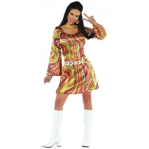 Underwraps Women's 1970's Disco Chick Dress Multicolored Swirls Costume Medium - Picture 1 of 2