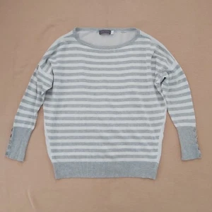Mint Velvet top or jumper Grey/white stripes Long sleeves Silk back VGC UK 10 - Picture 1 of 7