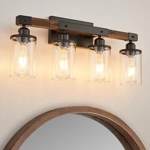 4-Light Bathroom Vanity Light Farmhouse Bathroom Fixtures Over Mirror Rustic ... - Picture 1 of 8