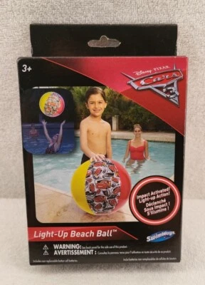Disney Pixar Cars 3 Light-Up Beach Ball Light Activates on Impact Night Pool Fun - Image 1 of 3