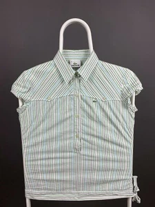 Lacoste 🐊 Women's White Green Short Sleeve Striped Blouse Top Size 38 Logo - Picture 1 of 9