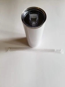 Stainless Steel Skinny Tumblers with Lid and Plastic Straw, 20 Oz - Picture 1 of 1