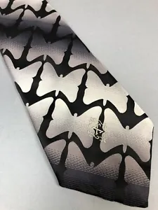 Cedrics X' Andrini Mens Tie Necktie Black White Abstract Switzerland 57" Gift  - Picture 1 of 12