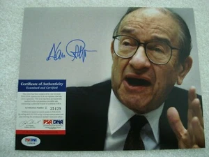 FOTO AUTÓGRAFA FIRMADA POR ALAN GREENSPAN 8X10 PRESIDENTE DE LA RESERVA FEDERAL DE ESTADOS UNIDOS CERTIFICADO DE AUTENTICIDAD PSA - Imagen 1 de 1