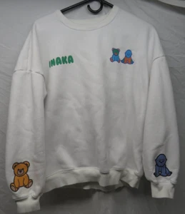 Inaka Power Sweatshirt Small White Colorful Graphic Teddy  Bear Gorilla Gym - Picture 1 of 10