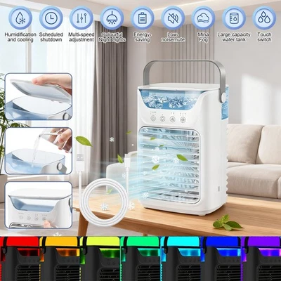 Portable Air Cooler Fan Humidifier LED Personal Cooling Mini AC Air Conditioner - image 1 of 4