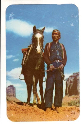 Postal de colección Navajo Indian and His Pony años 50 Foto 1 de 3