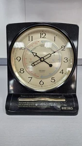 Seiko QQZ018K Mantel Desk Clock W/ Temperature Humidity Comfort Index RARE - Picture 1 of 5