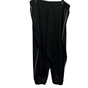 Modx Satin Jogger Pants Black Plus Size Women’s 3XL Rhinestones Down Leg Holiday - Picture 1 of 9