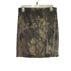 Minifalda Windsor Brillante Estampado Serpiente con Abertura Lateral Talla Grande - Imagen 1 de 9