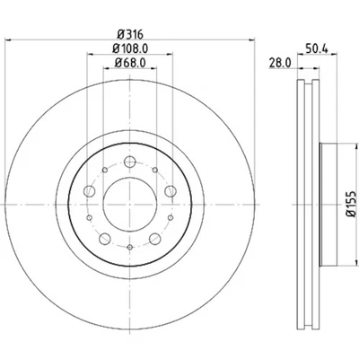 Rotor de freno de disco Hella Pagid 355110572 para 03-14 Volvo XC90 Foto 1 de 4