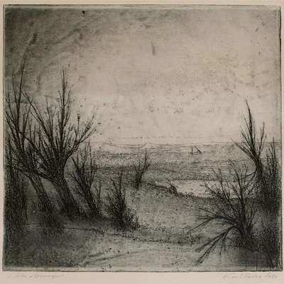 Karl Krug Norwegen Landschaft Ostdeutsche Kunst Leipzig signiert Radierung 1980 - Bild 1 von 3