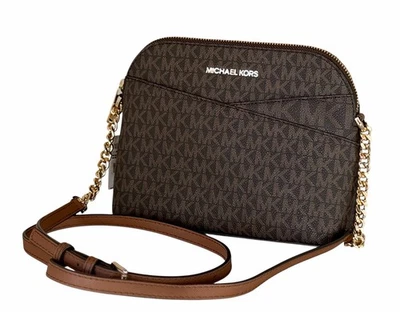 Michael Kors Jet Set Travel Dome Shoulder Crossbody Bag MK Brown - Image 1 of 4