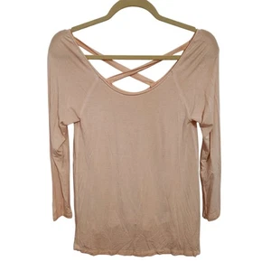 American Eagle Womens Top Pink U-back Long Sleeve Soft balletcore sz XS Tall - Picture 1 of 5
