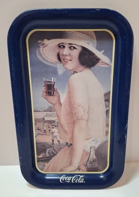 Vintage 1991 Coca Cola Metal Tray Reproduction of Pink Calendar Girl - Image 1 of 4