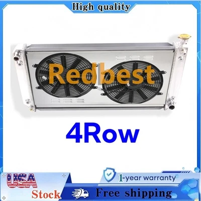 4Row Radiator+Shroud+14''Fan For 1988-2000 Chevy C/K 1500 5.7L V8 34"x17" #1520 - Image 1 of 4