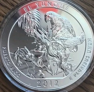 5 Oz El Yunque 2012 Puerto Rico Silver Quarter Dollar Coin #3727 - Picture 1 of 12