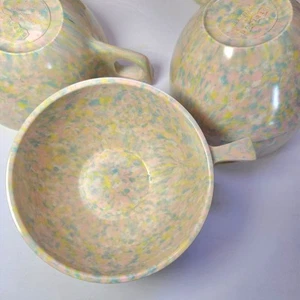 8 Pc Stetson Melmac Coffee Cups Pink Blue Yellow Speckle Pastel Confetti Vintage - Picture 1 of 10