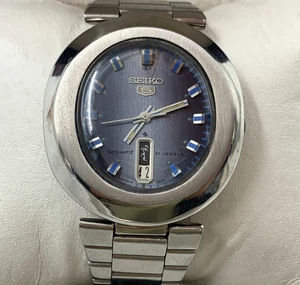 Reloj Seiko 5 Vintage Años 80 Azul Ovalado Automático Con Caja 6119-5450 Hombre 38mm Japón - Imagen 1 de 24