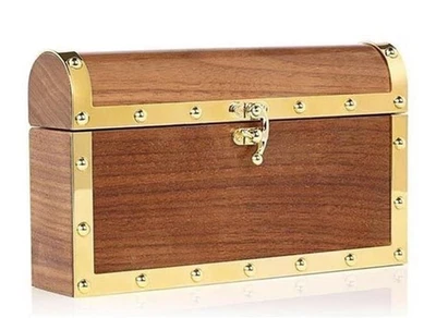 Charlotte Olympia  Brown Wood/Gold Hardware Treasure Chest Clutch - Image 1 of 4