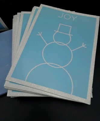 17 Glittery Snowman Joy Christmas Cards and Envelopes, by Paper Magic Blue/white - Image 1 of 4