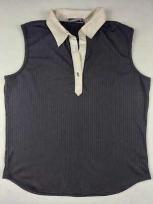 fashion bug black and white ribbed tank top with collar early 2000s XL  - Image 1 of 4