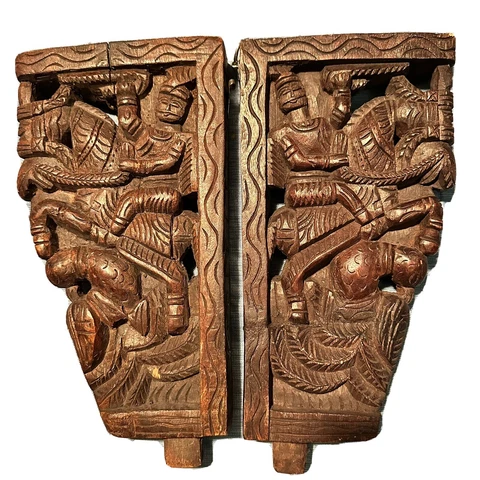 Wall Corbel Pair Wooden Horse/Man/Burd Cover