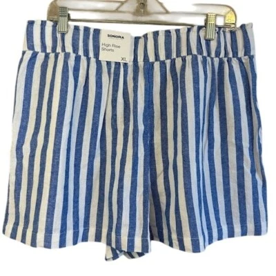 Sonoma женщин синий и белый полоски натяжной эластичный пояс шорты XL новый с Ярлыками - Изображение 1 из 4