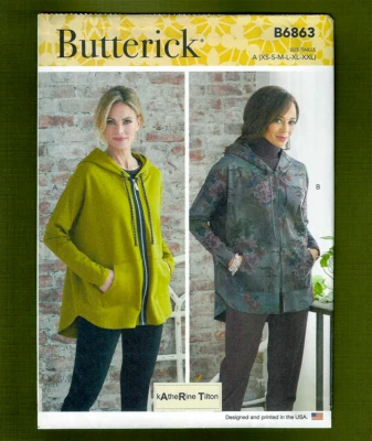 Misses Hoodie Sewing Pattern~Loose Fit Comfort!  (Sizes XS-XXL) Butterick 6863 - Image 1 of 4