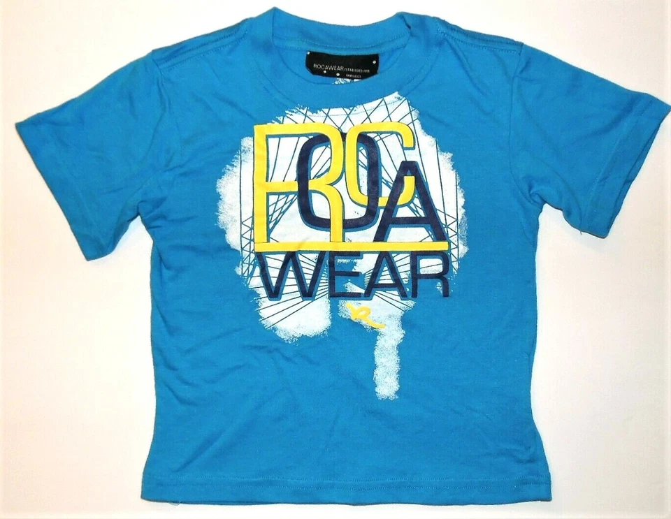 Camiseta Rocawear para niños pequeños azul blanco amarillo talla 2T nueva con etiquetas Foto 1 de 1