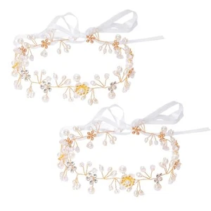 2 PCs Wedding Hair Accessories Flower Girl Headband Rhinestone Pearl Headband... - Picture 1 of 6
