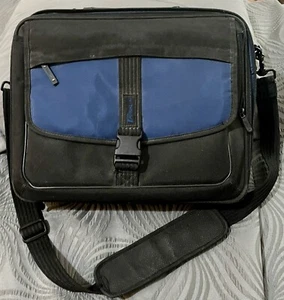 Targus Laptop Computer Briefcase Shoulder Strap Messenger Bag Black Blue 17x13 - Picture 1 of 8