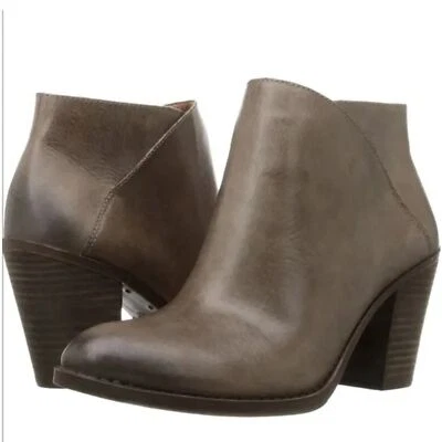 Lucky Brand Womens Eesa Brindle Taupe Leather Stacked Heel Ankle Boots Booties 8 - Image 1 of 4